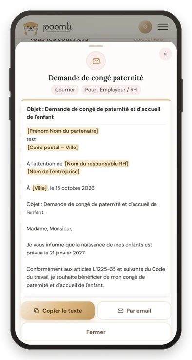 Courriers prêts à envoyer dans Poomli