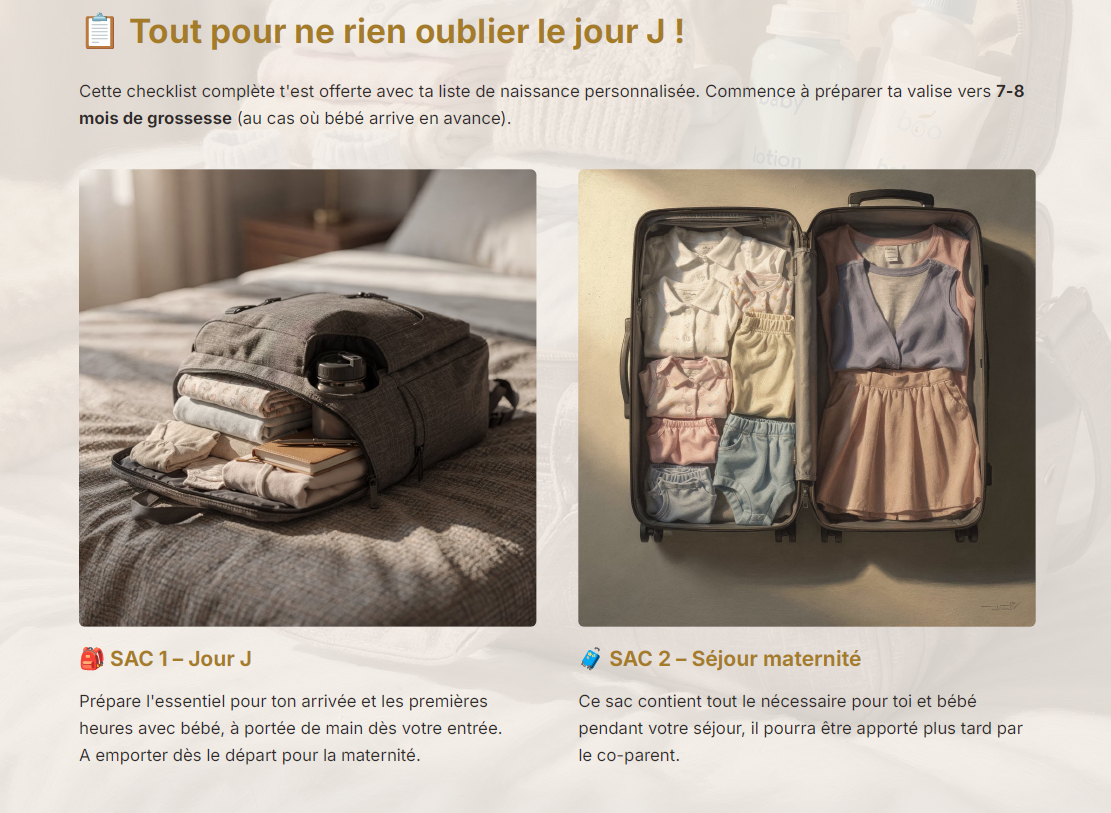 Checklist valise de maternité Poomli